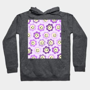 Purple Flower Happy Faces Hoodie